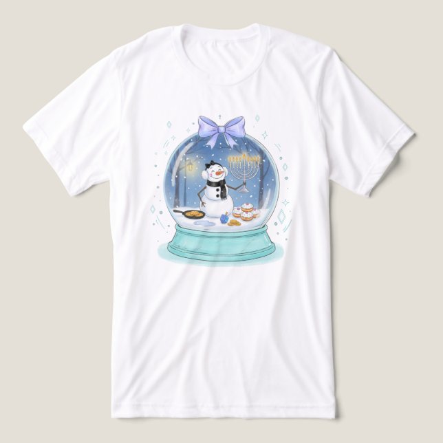 Chanukka-Schneekugel Tri-Blend Shirt (Design Vorderseite)