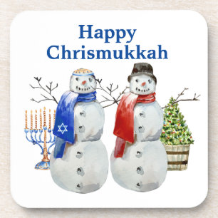 Chanukka Schneemann Weihnachten Chrismukkah  Getränkeuntersetzer