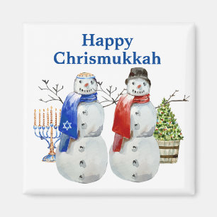 Chanukka Schneemann Weihnachten Chrismukkah   Magnet