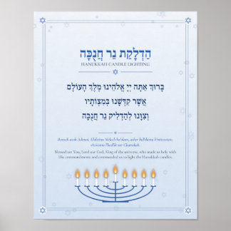 Chanukka-Segen-Hebräisch-Plakat - Blau & Silber Poster