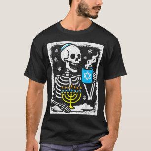 Chanukka-Skelett-Kaffe-Dreidel-Jüdischer-Menora-Ch T-Shirt