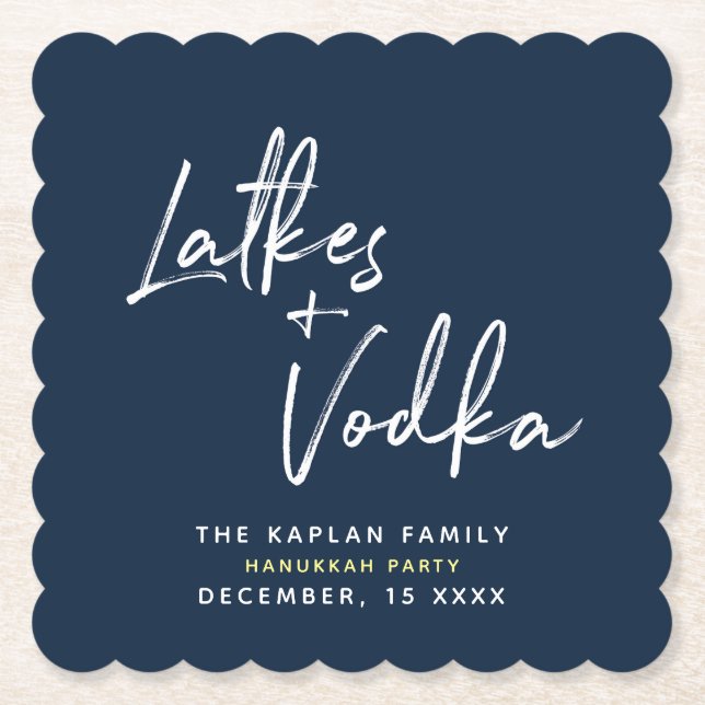 Chanukka-SkriptLatkes und Wodka-Marine-Untersetzer Untersetzer (Vorderseite)