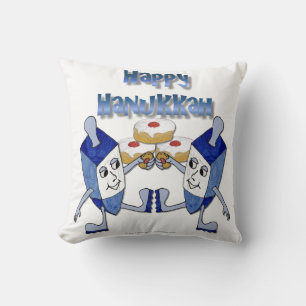 Chanukka tanzende Dreidels und Geleebonbons Kissen