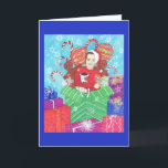Chanukka-Weihnachtsfeiertags-Gruß-Karte mit Hund Feiertagskarte<br><div class="desc">" Le Chaim! - Feiern des Lebens an einem gemischten Familienfeiertag von Chanukka und Weihnachten, junger Mann und sein HundePop aus einem Geschenk als Überraschung heraus." Sänger, Schauspielerin, Verfasser, Produzent und autodidaktischer Künstler, Leslie Hyland Rodgers teilt ihre Linie der wunderlichen Erinnerung Art. Wenn das kindliche Freude jedes Stück erzählt eine...</div>
