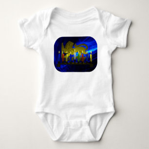 Chanukkah Brass Lion Menorah Baby Strampler