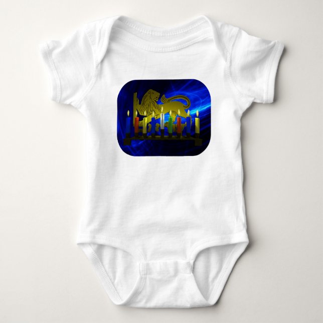 Chanukkah Brass Lion Menorah Baby Strampler (Vorderseite)