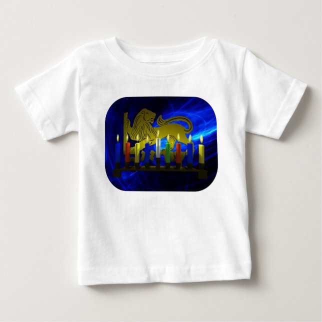 Chanukkah Brass Lion Menorah Baby T-shirt (Vorderseite)