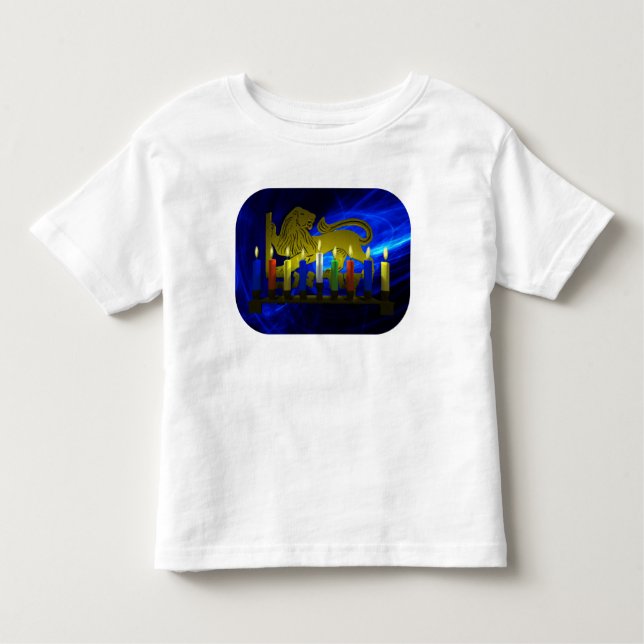 Chanukkah Brass Lion Menorah Kleinkind T-shirt (Vorderseite)