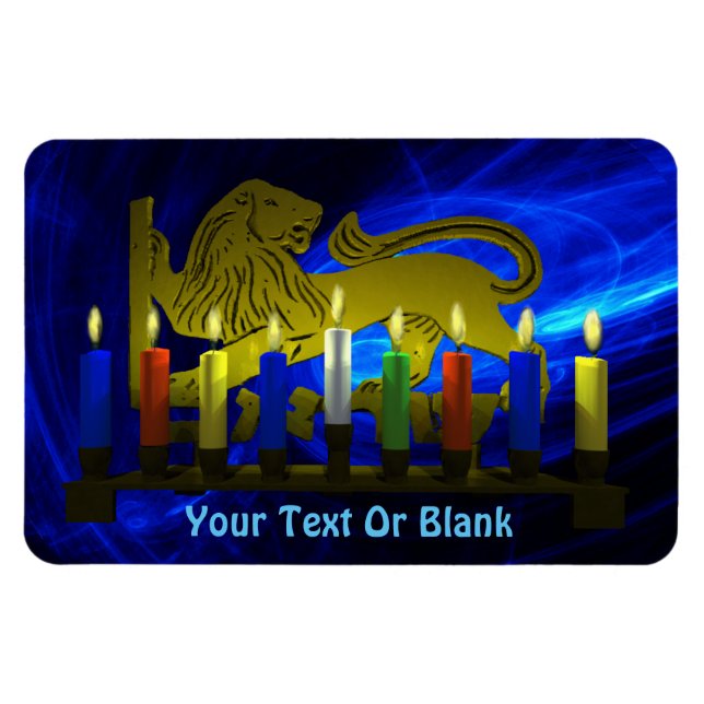 Chanukkah Brass Lion Menorah Magnet (Horizontal)