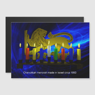 Chanukkah Brass Lion Menorah Magnetkarte