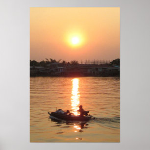 Chao Phraya Fluss Sunset ... Ayutthaya, Thailand Poster