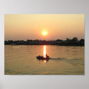 Chao Phraya Fluss Sunset ... Ayutthaya, Thailand Poster