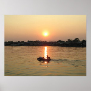 Chao Phraya Fluss Sunset ... Ayutthaya, Thailand Poster