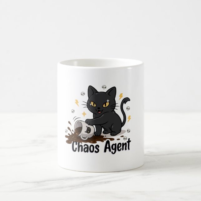 Chaos-Agent Schwarze Katze Kaffeetasse (Mittel)