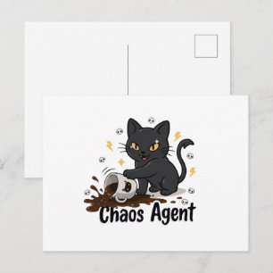 Chaos-Agent Schwarze Katze Postkarte
