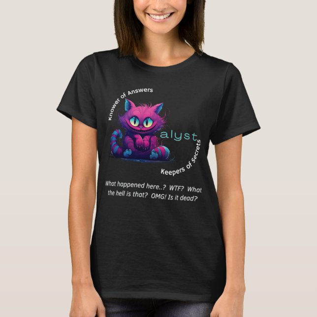 Chaos Cat Tee – CatAlyst: Deine Panik ist Manna (Vorderseite)