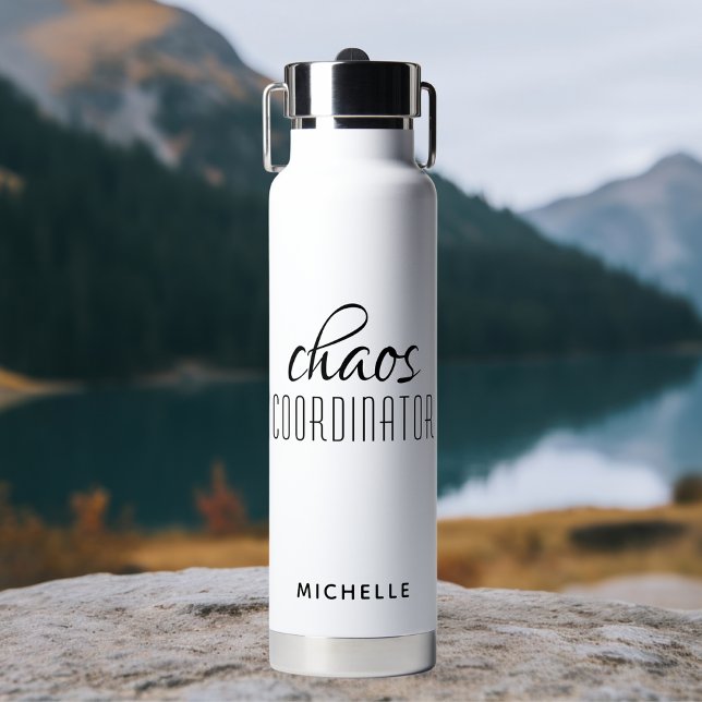 Chaos Coordinator Black Calligraphy Script Name Trinkflasche (Von Creator hochgeladen)