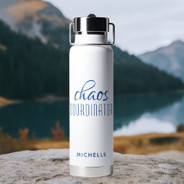Chaos Coordinator Blue Calligraphy Script Name Trinkflasche
