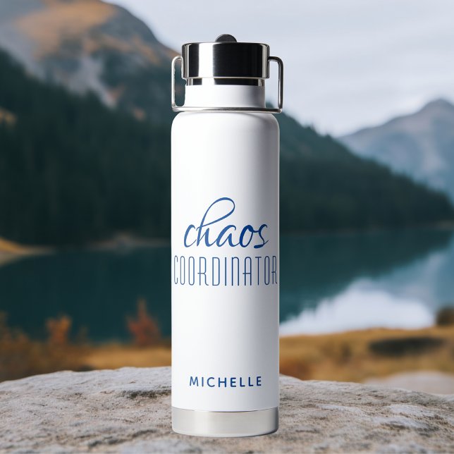 Chaos Coordinator Blue Calligraphy Script Name Trinkflasche (Von Creator hochgeladen)