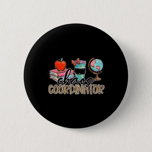 Chaos Coordinator Lehrer Spaß Lehrer Spaß Leopar Button (Vorderseite)