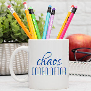 Chaos Coordinator Modernes Blue Script Kaffeetasse
