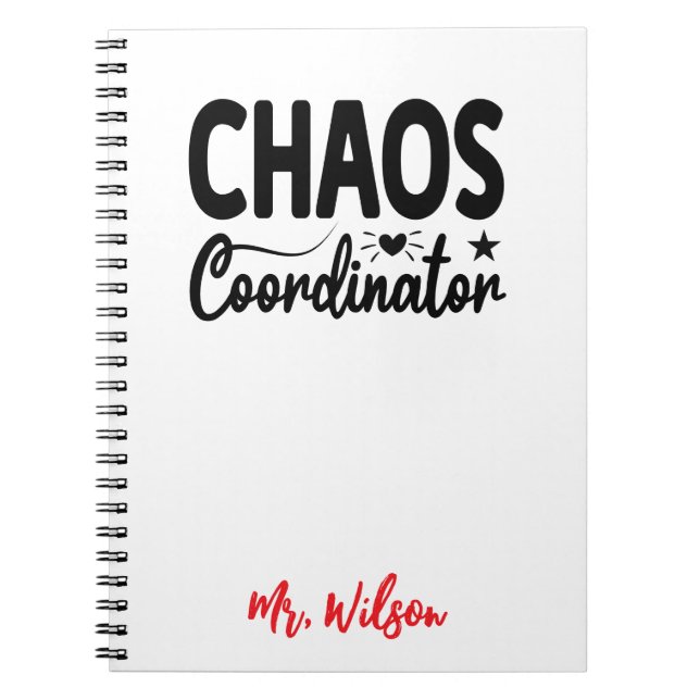 Chaos Coordinator Notebook – Funny Teacher Quote Notizblock (Vorderseite)