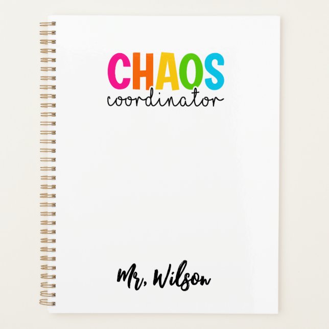 Chaos Coordinator Notebook – Funny Teacher Quote Planer (Vorderseite)