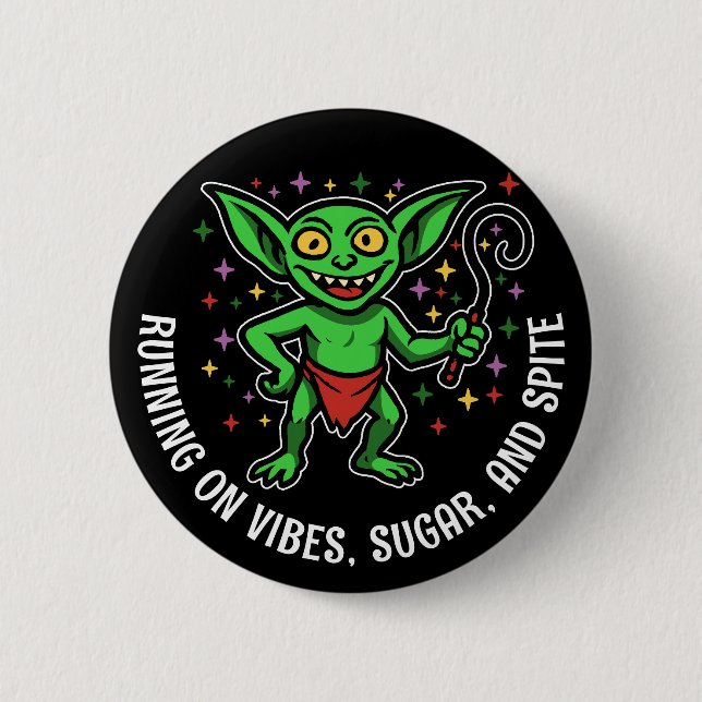 Chaos Gremlin: niedliches Peitschenchaos Button (Vorderseite)