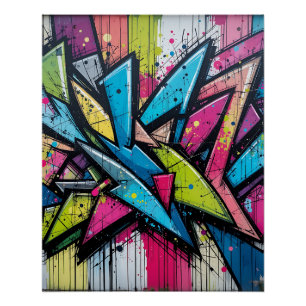 Chaos & Harmony: Abstract Graffiti Explosion Post Poster