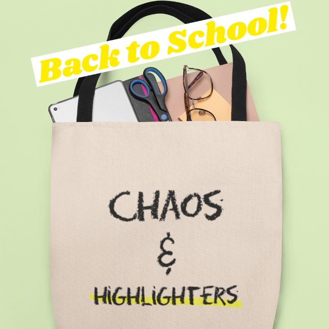 Chaos & Highlighter Funny Teacher Gift Tragetasche (Shop now and show your passion for teaching and stay organized in style!)