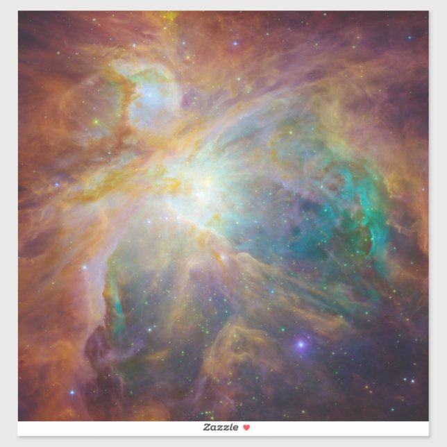Chaos im Herzen des Orion Spitzer Hubble Composite Aufkleber (Blatt)