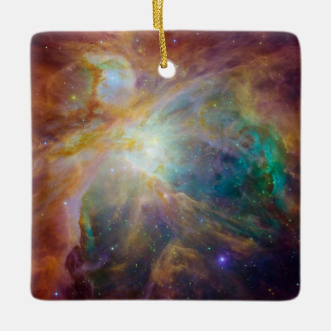 Chaos im Herzen des Orion Spitzer Hubble Composite Keramikornament (Vorderseite)
