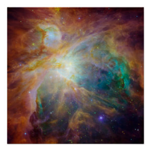 Chaos im Herzen von Orion Spitzer Hubble Composite Poster