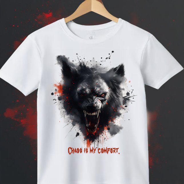 Chaos Is My Comfort | Dark Wolf Grunge Art T-Shirt (Von Creator hochgeladen)