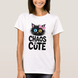 Chaos ist süß – Adorable schwarze Katze mit Schlei T-Shirt