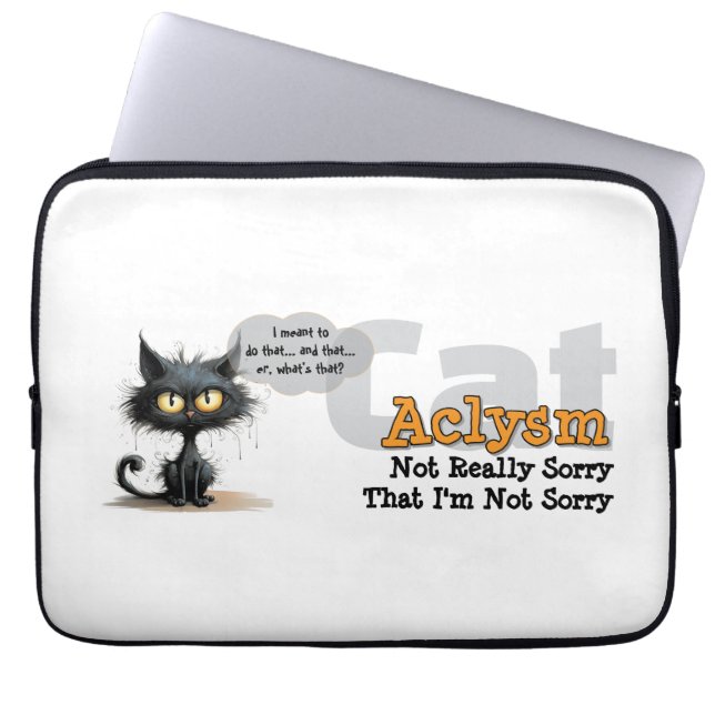 Chaos Kitty Laptop Sleeve: Not Sorry Laptopschutzhülle (Vorderseite)