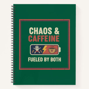Chaos & Koffein Lustige Retro-Elternschaft Mama Pa Notizbuch