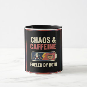 Chaos & Koffein Lustige Retro-Elternschaft Mama Pa Tasse