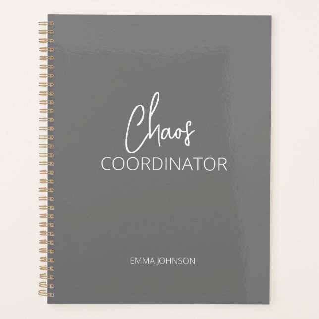 Chaos-Koordinator | Grauer Personalisierter Planer (Vorderseite)