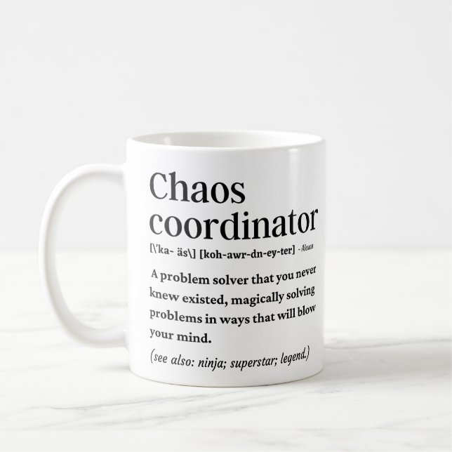 Chaos-Koordinator lustige Definition Kaffeetasse (Links)