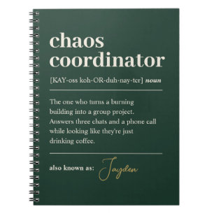 Chaos-Koordinator Lustige Dunkelgrüne Definition Notizblock