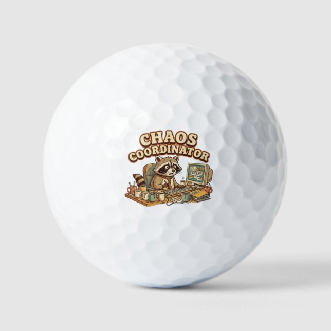 Chaos-Koordinator Lustiger Überarbeiteter Waschbär Golfball (Vorderseite)