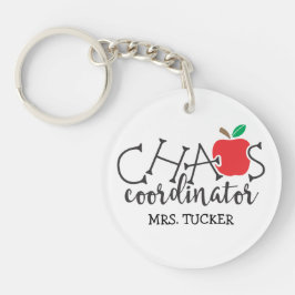 Chaos-Koordinator mit Apple & Teacher-Name Schlüsselanhänger
