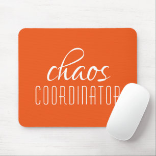 Chaos-Koordinator Orange Typografischer Text Mousepad