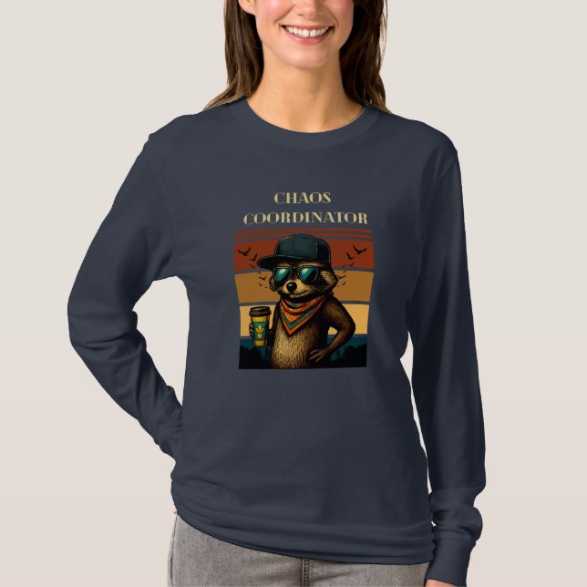 Chaos-Koordinator Raccoon Langschläfer-Shirt T-Shirt (Vorderseite)