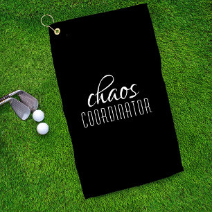 Chaos-Koordinator Schwarz-Weiß-Typografischer Text Golfhandtuch