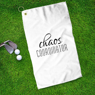 Chaos-Koordinator Schwarz-Weiß-Typografischer Text Golfhandtuch
