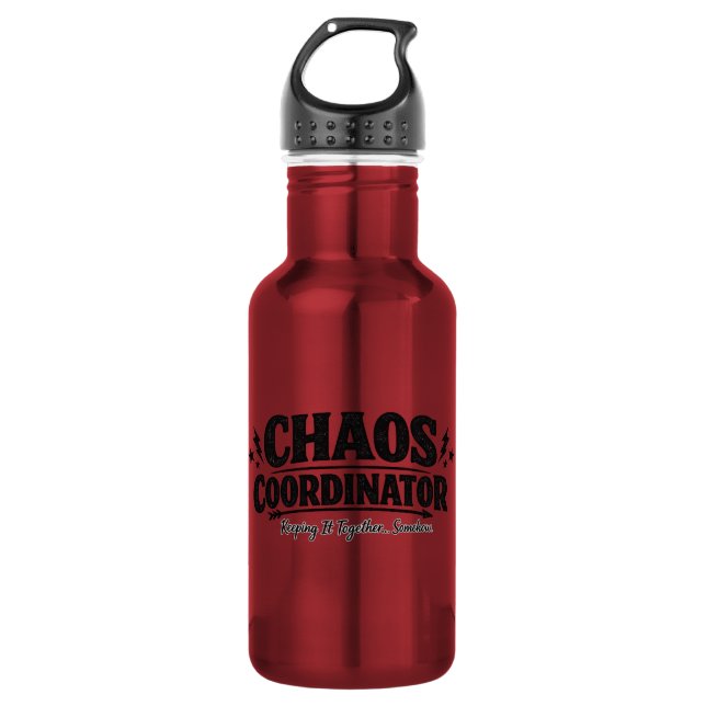 Chaos-Koordinator-Typografie-Design Edelstahlflasche (Vorderseite)