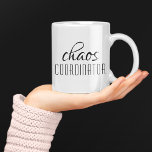 Chaos-Koordinator Typografischer Text Kaffeetasse<br><div class="desc">Ein einfaches Design von "chaos koordinator" in einem lustigen schwarzen typografischen Text. Ideal für die geschäftige Mutter,  Lehrerin,  Sportteam-Manager oder Arbeitssängerin.</div>