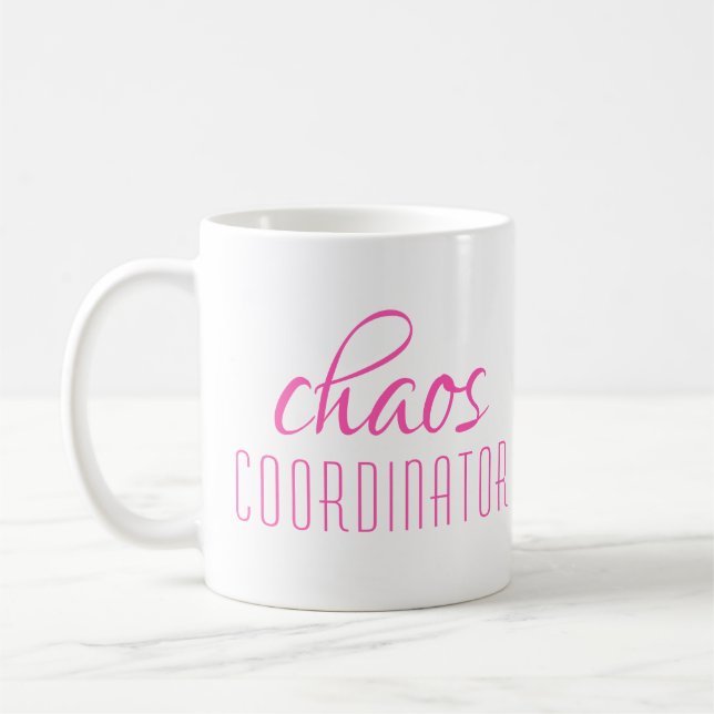 Chaos-Koordinator Typografischer Text Kaffeetasse (Links)
